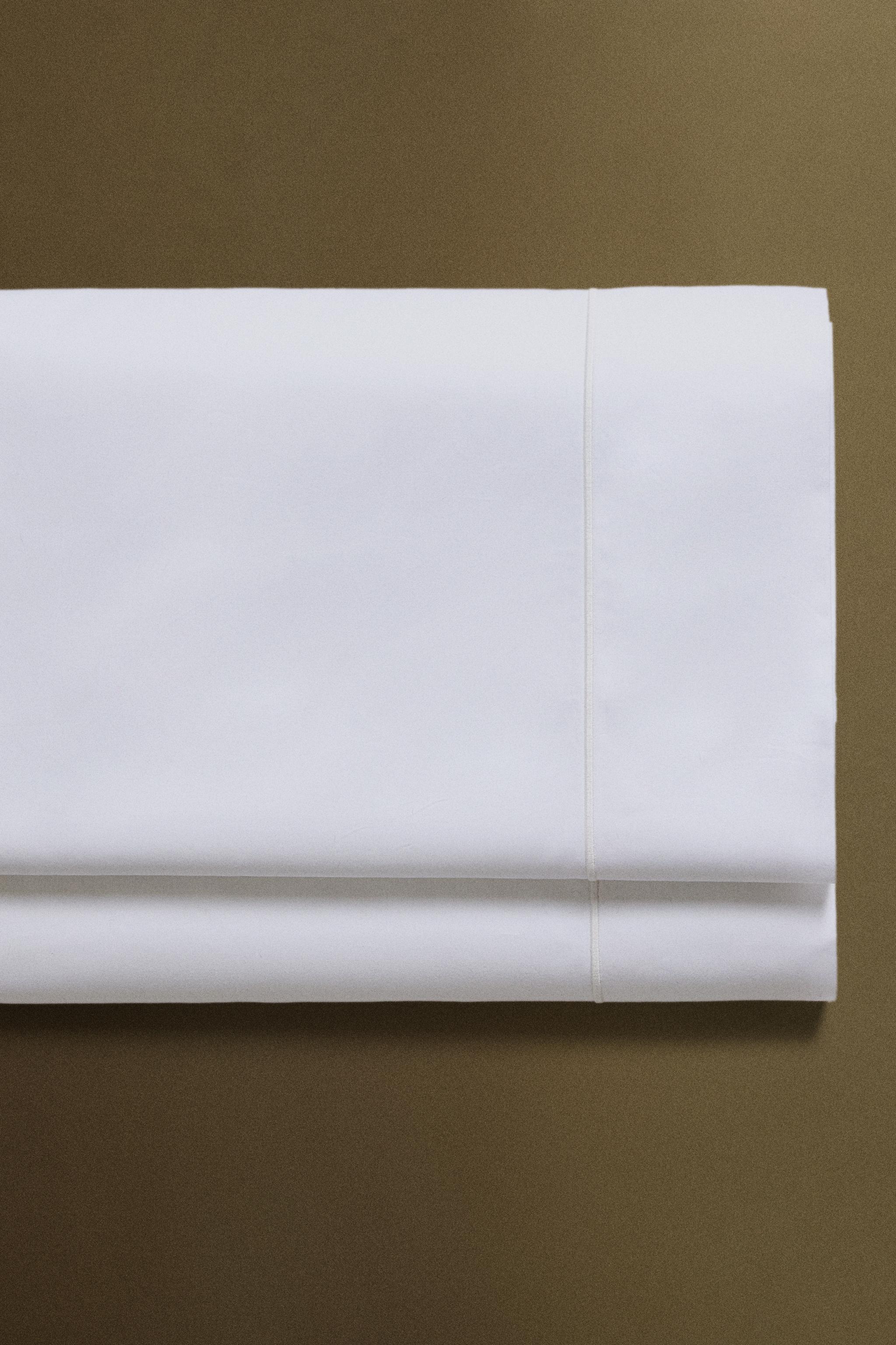 SCALLOPED EDGE 800-THREAD-COUNT COTTON PERCALE FLAT SHEET